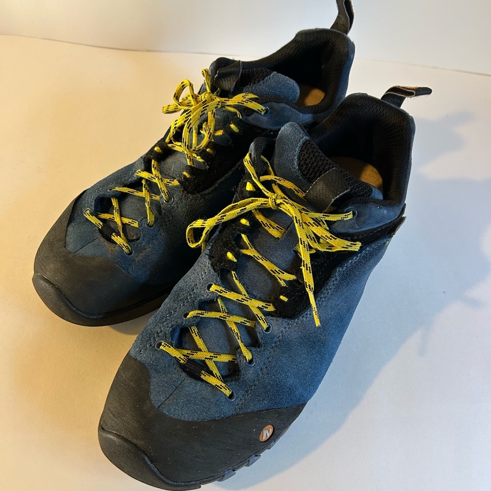 Merrell Black and Blue Hiking Shoes with Yellow Laces